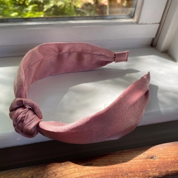 Anthropologie Pink Knotted Satin Headband - Picture 3 of 4